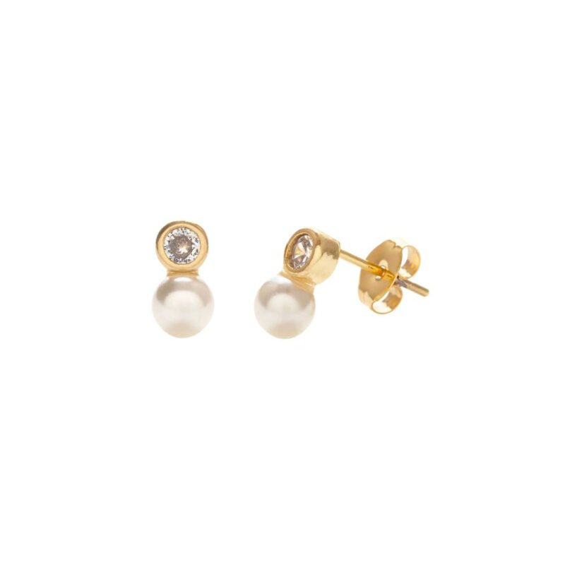 PEARL CRYSTAL STUD EARRINGS