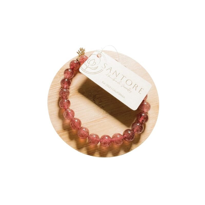MALA BEADED BRACELET - STRAWBERRY QUARTZ