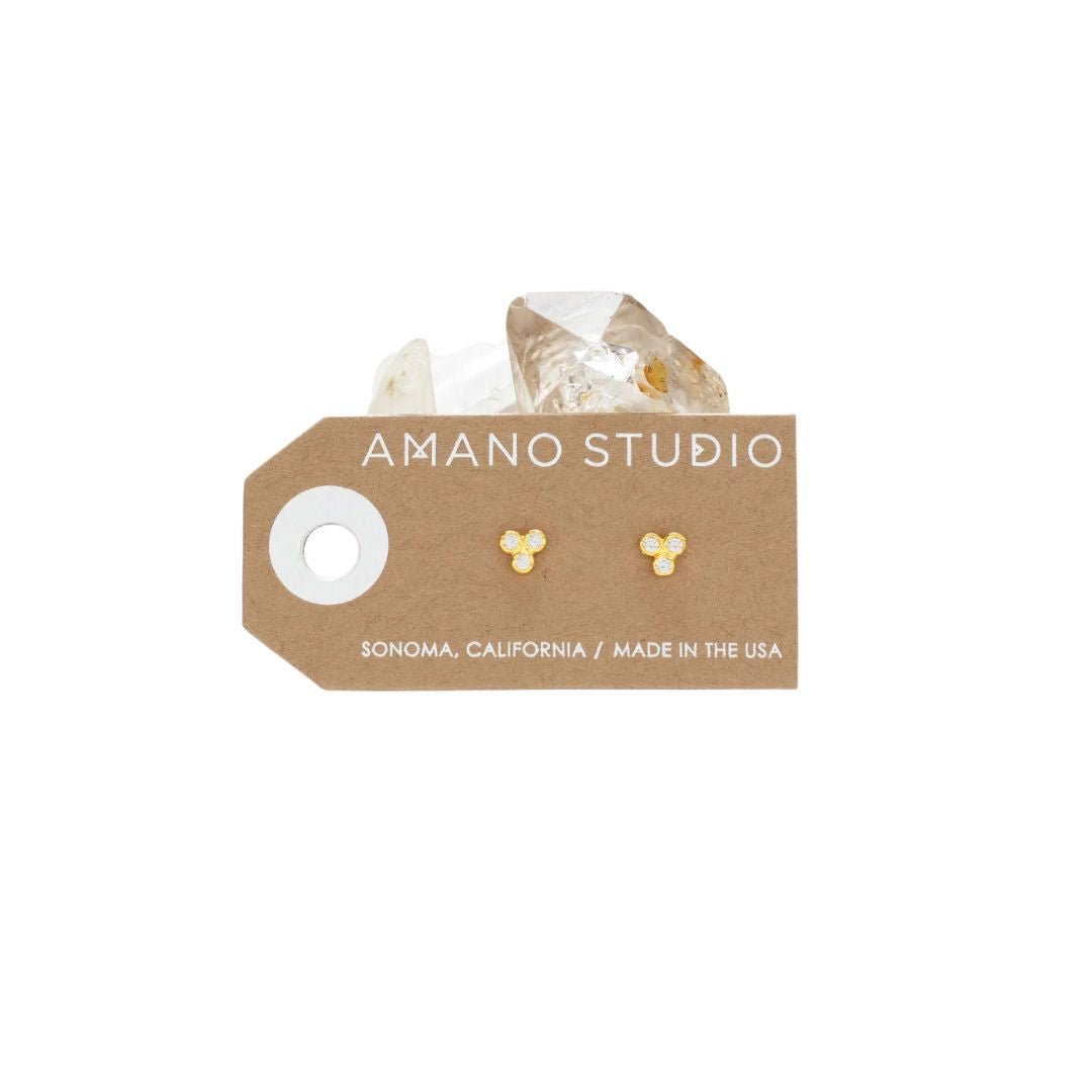 CRYSTAL TRIANGLE STUD EARRINGS - Image 2