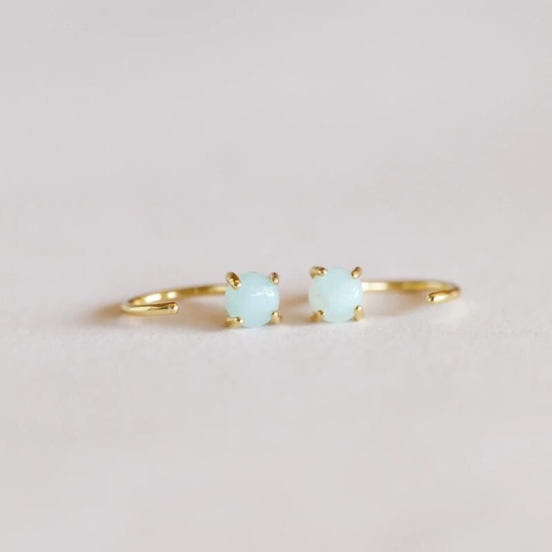 GOLD AMAZONITE HUGGIE EARRING