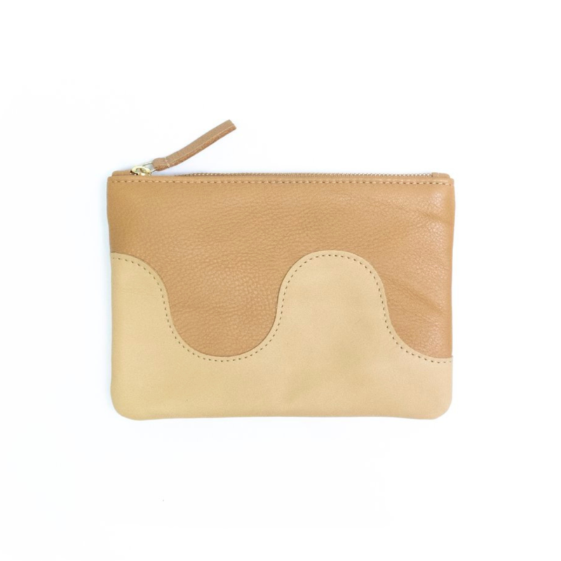 WAVE PATCHWORK LEATHER ZIPPER POUCH